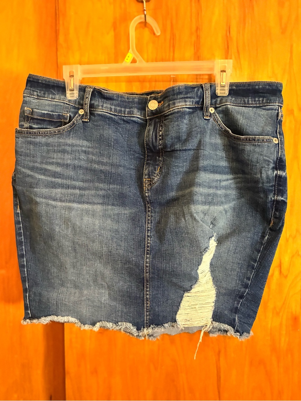 torrid Distressed Dark Blue Denim Mini Skirt